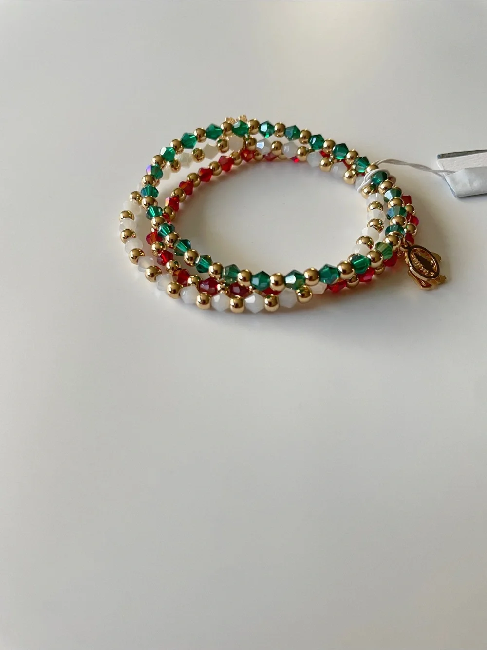 Christmas Charm Beaded Stretch Stacking Bracelets Snowflake Reindeer Tree Charms